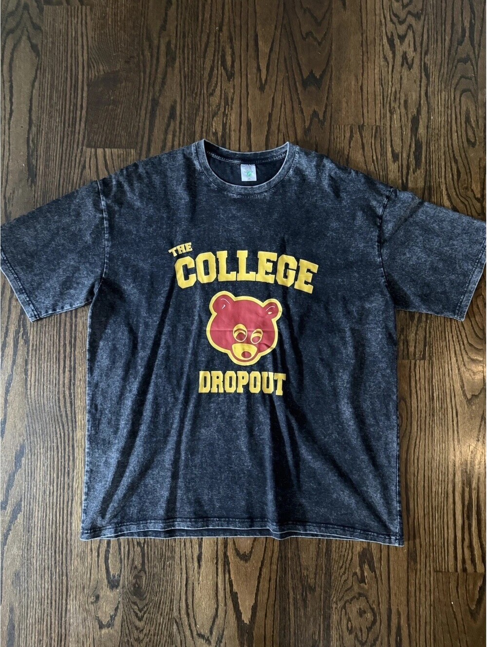 Kanye West Album Shirt College Dropout XXL Bear Graphic Tee Acid Wash Black